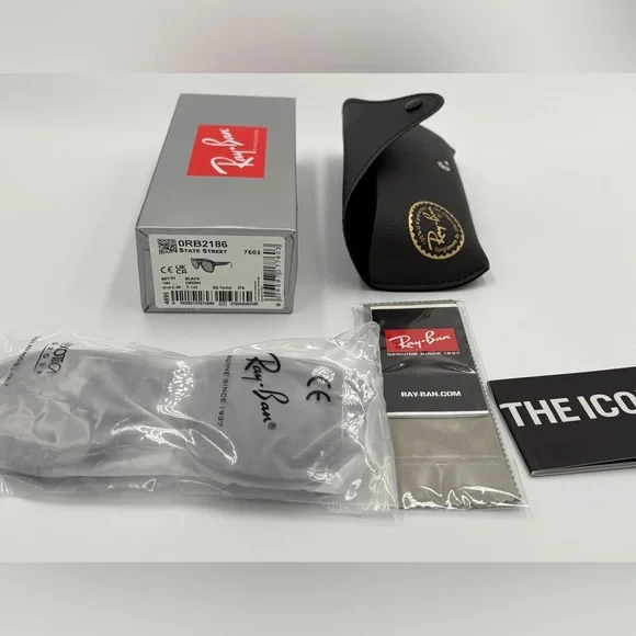 Ray-Ban State Street Sunglasses Black Frame Women’s Fashion Sunglasses RB2186 - Picture 4 of 11